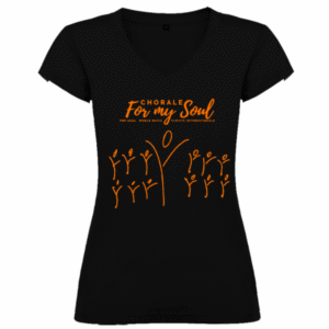 T-shirt femme Victoria noir col V « Chorale For my Soul »